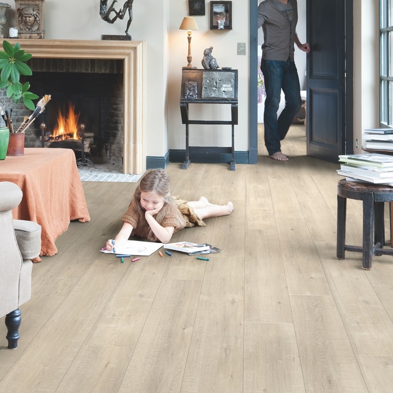 Piso laminado - Carvalho Bege Serrado