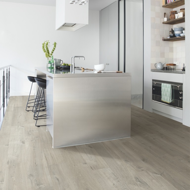 Piso Laminado Carvalho Cinza Suave