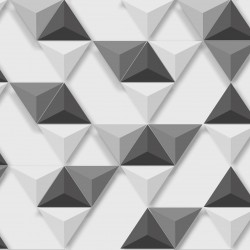 Papel de parede, geométrico 3D, triângulos, preto, branco e cinza