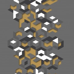 Papel de parede, 3D geométrico, cinza, branco, preto e bege