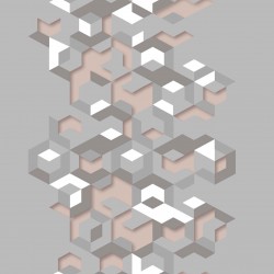 Papel de parede, 3D geométrico, cinza, branco e rosa
