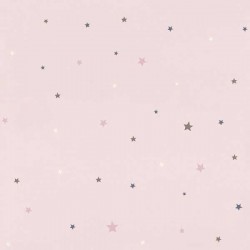 Papel de Parede Infantil Rosa com Estrela azuis , rosa e branco 