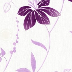 Papel de parede, floral, branco e roxo