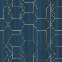 Papel de parede, geométrico, azul e dourado