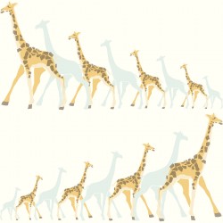 Papel de parede, infantil, safari, girafas, amarelo e azul