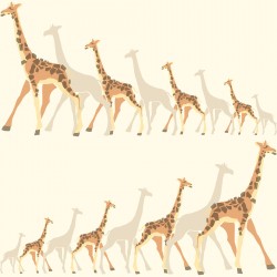 Papel de parede, infantil, safari, girafas, bege e laranja