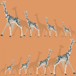 Papel de parede, infantil, safari, girafas, laranja e bege