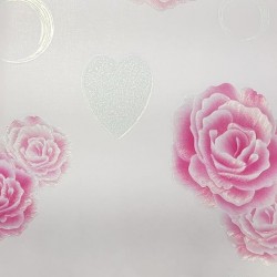 Papel de parede, flores com corações, fundo rosa