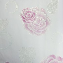 Papel de parede, flores com corações, fundo lilás