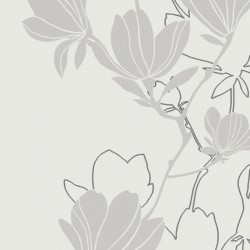 Papel de parede, floral, cinza e branco