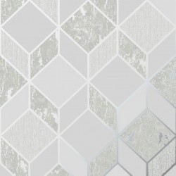 Papel de parede, geométrico, bege e prata