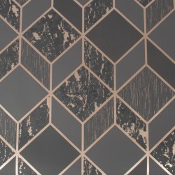 Papel de parede, geométrico, cinza e dourado