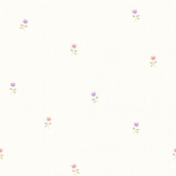 Papel de parede decorado infantil bege com flores coloridas