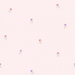 Papel de parede decorado infantil rosa com flores coloridas