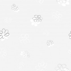 Papel de parede decorado infantil, flores, cinza.