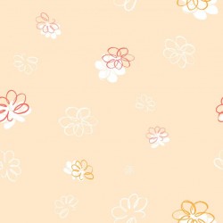 Papel de parede decorado infantil, flores, laranja