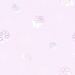 Papel de parede decorado infantil, flores, lilás.