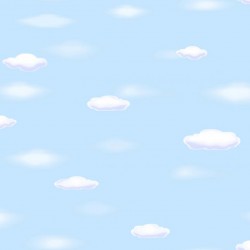 Papel de parede decorado infantil com nuvens azuis