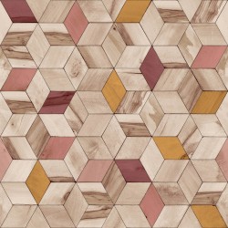 Papel de parede, geométrico, madeira, marrom, amarelo e rosa