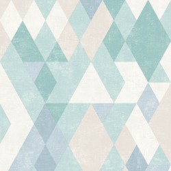 Papel de parede, geométrico, losango, azul, branco e bege