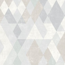 Papel de parede, geométrico, losango, cinza, bege e azul