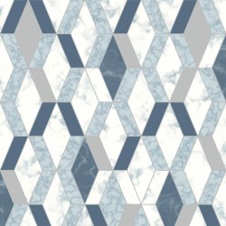Papel de parede, geométrico, losango, azul e prata