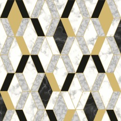 Papel de parede, geométrico, losango, dourado, preto e cinza