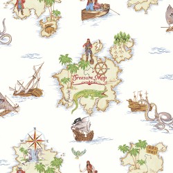 Papel de parede, mapa do pirata, colorido com fundo branco