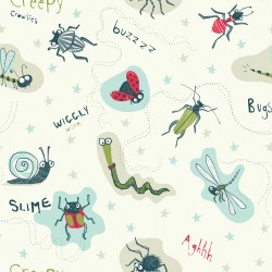Papel de parede, infantil, insetos, com fundo branco