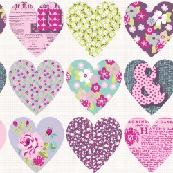 Papel de parede, teen, corações estampados e coloridos