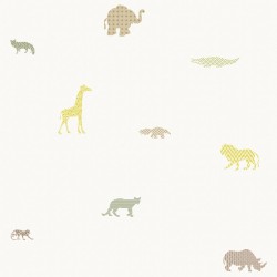Papel de parede, infantil, safari, colorido, com fundo branco