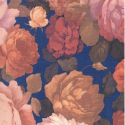 Papel de parede, floral, rosa com fundo azul