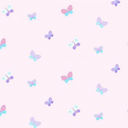 Papel de parede, infantil, borboletas coloridas com fundo rosa