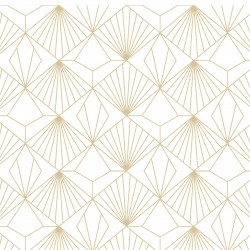 Papel de parede, geométrico, branco e dourado