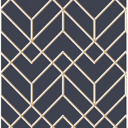Papel de parede, geométrico, azul, dourado e branco