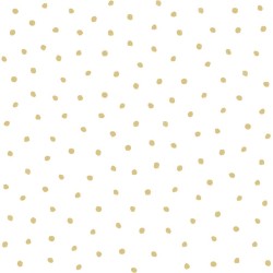 Papel de parede, poá, dourado com fundo branco