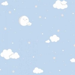 Papel de parede, infantil, nuvens, azul