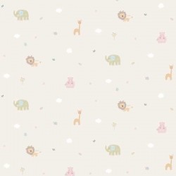 Papel de parede, infantil, safari, fundo bege