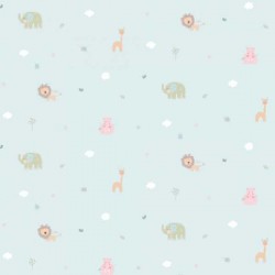 Papel de parede, infantil, safari, fundo azul