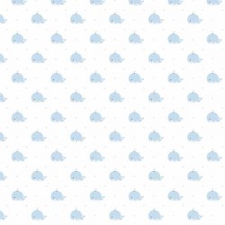 Papel de parede, infantil, baleias azul com fundo branco