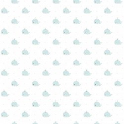Papel de parede, infantil, baleias azul com fundo branco