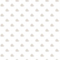 Papel de parede, infantil, baleias bege com fundo branco
