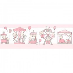 Border, faixa de parede, infantil, ursinhos, rosa