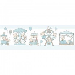Border, faixa de parede, infantil, ursinhos, azul