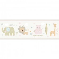 Border, faixa de parede, infantil, safari, fundo bege