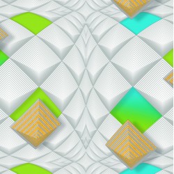 Papel de parede, 3D geométrico, cinza, verde e azul