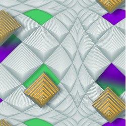 Papel de parede, 3D geométrico, cinza, roxo e verde