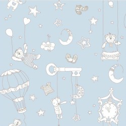 Papel de parede, decorado, infantil, balão, ursinhos, estrelas.