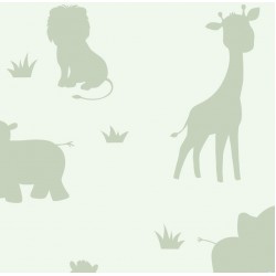 Papel de parede, infantil, safari, verde