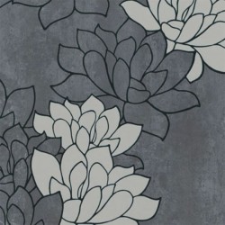 Papel de parede, floral, cinza